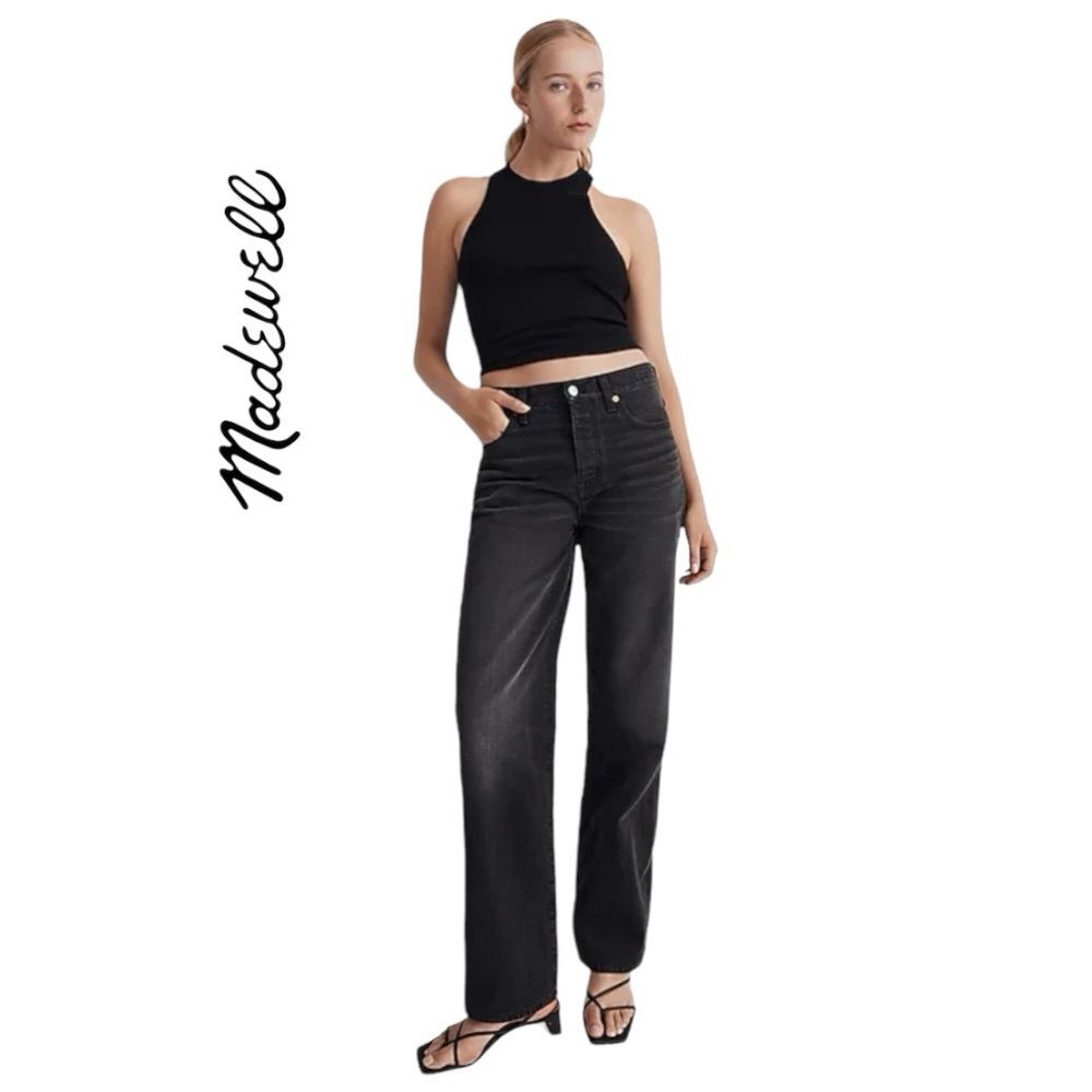 Madewell Low-Slung Straight Leg Black Jeans Size 25